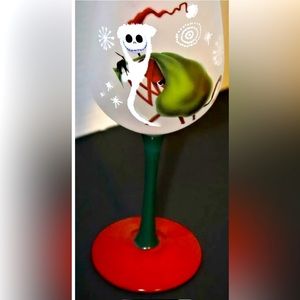 Nightmare Before Christmas Frosted Wine Glass Santa Jack Skellington Disney NIB!